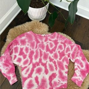 New BP Nordstrom Pink and White Tie-Dye Cotton Sweater
